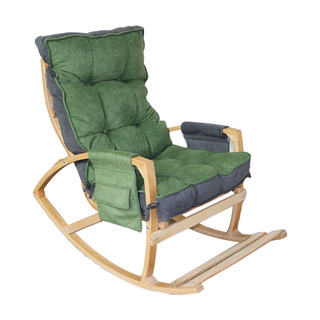 Mobildeco Vezir Lüx Ahşap Çift Minderli Çift Cepli Sallanan Sandalye Yeşil/Füme