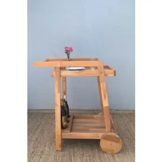 Mobildeko Lüx Ahşap Tekerlekli Tepsili Mutfak Servis Arabası & Dressuar Yan Sehpa, İçecek Servis Arabası