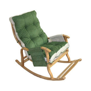 Mobildeco Sultan Lüx Ahşap Çift Minderli Çift Cepli Sallanan Sandalye Yeşil/Krem