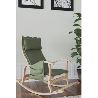 Mobildeco Sultan Ahşap Sallanan Sandalye Yeşil (Doğal)