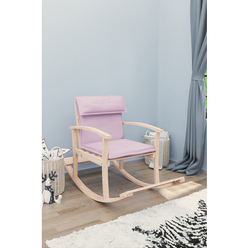 Mobildeco Pinokyo Ahşap Çocuk Sallanan Sandalye Koltuğu Pembe (Doğal)