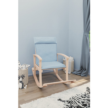 Mobildeco Pinokyo Ahşap Çocuk Sallanan Sandalye Koltuğu mavi (Doğal)