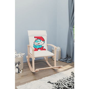  Mobildeco Pinokyo Ahşap Çocuk Sallanan Sandalye Koltuğu Şirin Baba (Doğal)