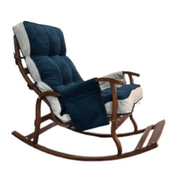 Mobildeco CEVİZ Sultan Lüx Ahşap Çift Minderli Çift Cepli Sallanan Sandalye  PETROL YEŞİLİ/KREM