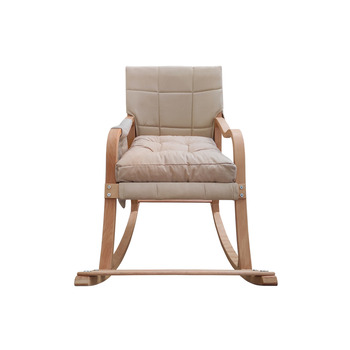 Mobildeco Paşa Ahşap Şezlong Sallanan Sandalye ve Dinlenme Koltuğu krem Doğal