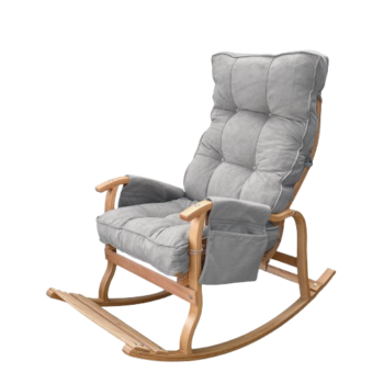 Mobildeco Sultan Lüx Ahşap Çift Minderli Çift Cepli Sallanan Sandalye  GRİ/GRİ 