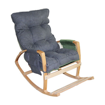 Mobildeco Vezir Lüx Ahşap Çift Minderli Çift Cepli Sallanan Sandalye Füme/Yeşil