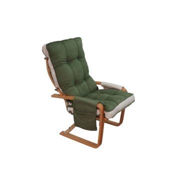 Mobildeco Şehzade Ahşap Cepli Yaylanır Dinlenme Koltuğu Çift Renktir Yeşil/Krem 