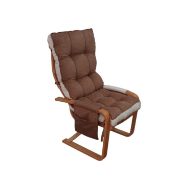 Mobildeco Şehzade Ahşap Cepli Yaylanır Dinlenme Koltuğu Çift Renktir Kahve / Krem 