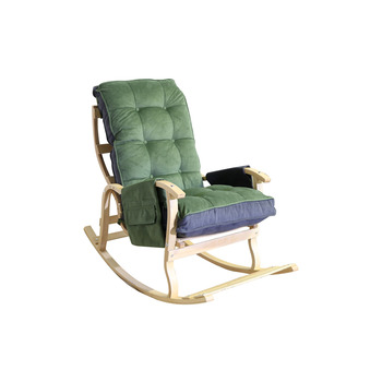 Mobildeco Sultan Lüx Ahşap Çift Minderli Çift Cepli Sallanan Sandalye Yeşil/Füme