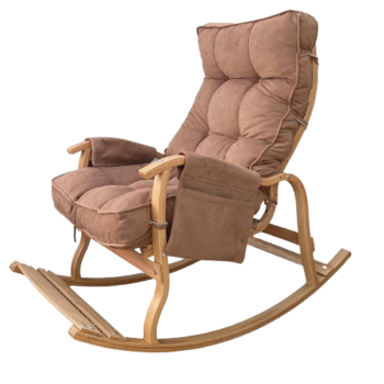 Mobildeco Sultan Lüx Ahşap Çift Minderli Çift Cepli Sallanan Sandalye  KAHVE / KAHVE 