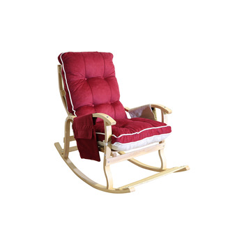 Mobildeco Sultan Lüx Ahşap Çift Minderli Çift Cepli Sallanan Sandalye Bordo/Krem