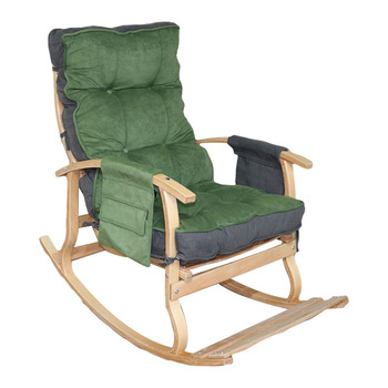 Mobildeco Padişah Lüx Ahşap Çift Minderli Çift Cepli Sallanan Sandalye Yeşil/Füme 