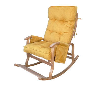 Mobildeco Sultan Lüx Ahşap Çift Minderli Çift Cepli Sallanan Sandalye  SARI/SARI