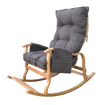 Mobildeco Sultan Lüx Ahşap Çift Minderli Çift Cepli Sallanan Sandalye  FÜME/FÜME 