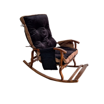 Mobildeco Ceviz Sultan Lüx Ahşap Çift Minderli Çift Cepli Sallanan Sandalye BABYFACE SİYAH/SİYAH