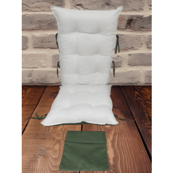  Sallanan Sandalye Minderi Çift Renkli Tek Cepli Krem-Yeşil