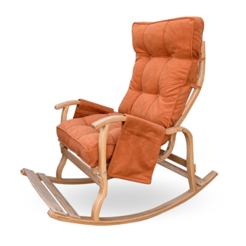 Mobildeco Sultan Lüx Ahşap Çift Minderli Çift Cepli Sallanan Sandalye  KİREMİT/KİREMİT