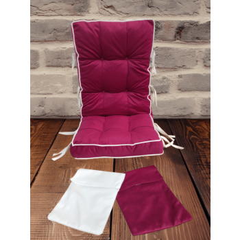 LÜX Sallanan Sandalye Minderi Çift Renkli Çift Cepli Bordo-Krem (52LİK)