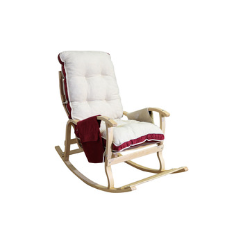 Mobildeco Sultan Lüx Ahşap Çift Minderli Çift Cepli Sallanan Sandalye krem/bordo