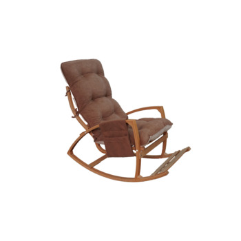 Mobildeco Vezir Erciyes Ahşap Çift Minderli  Cepli Sallanan Sandalye Kahve/Krem