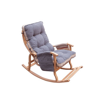 Mobildeco Sultan Lüx Ahşap Çift Minderli Çift Cepli Sallanan Sandalye Gri/Krem