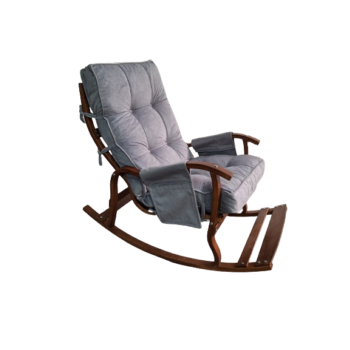 Mobildeco Ceviz Sultan Lüx Ahşap Çift Minderli Çift Cepli Sallanan Sandalye GRİ/GRİ 