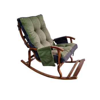 Mobildeco Ceviz Sultan Lüx Ahşap Çift Minderli Çift Cepli Sallanan Sandalye yeşil/füme