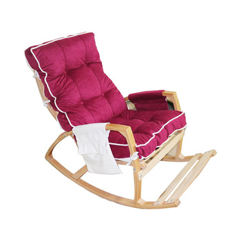 Mobildeco Vezir Lüx Ahşap Çift Minderli Çift Cepli Sallanan Sandalye Bordo/Krem