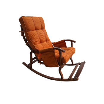 Mobildeco Ceviz Sultan Lüx Ahşap Çift Minderli Çift Cepli Sallanan Sandalye KİREMİT/KİREMİT