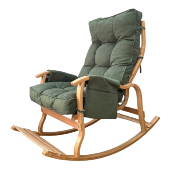 Mobildeco Sultan Lüx Ahşap Çift Minderli Çift Cepli Sallanan Sandalye  YEŞİL/YEŞİL