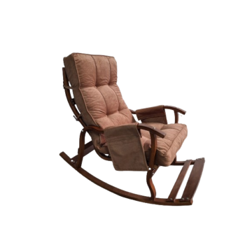 Mobildeco Ceviz Sultan Lüx Ahşap Çift Minderli Çift Cepli Sallanan Sandalye KAHVE/KAHVE