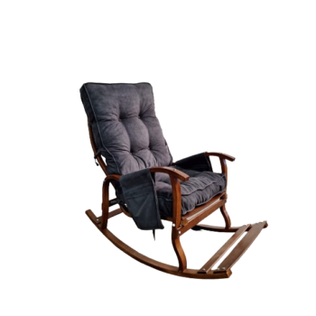 Mobildeco Ceviz Sultan Lüx Ahşap Çift Minderli Çift Cepli Sallanan Sandalye FÜME/FÜME