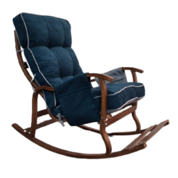 Mobildeco CEVİZ Sultan Lüx Ahşap Çift Minderli Çift Cepli Sallanan Sandalye  PETROL YEŞİLİ/GRİ