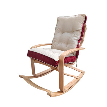 Mobildeco Şehzade Ahşap Sallanan Sandalye Ve Dinlenme Koltuğu Çift Renk (Bordo/Krem) doğal