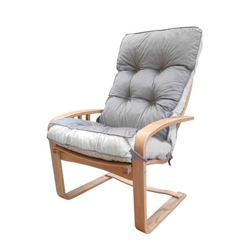 Mobildeco Şehzade Ahşap Yaylanır Dinlenme Koltuğu Çift Renktir Gri/Krem