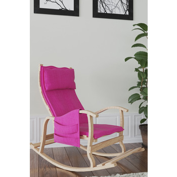  Mobildeco Sultan Ahşap Sallanan Sandalye Fuşya Doğal