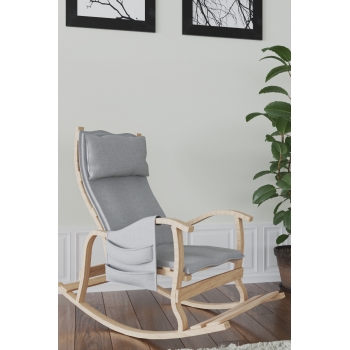 Mobildeco Sultan Ahşap Sallanan Sandalye Gri (Doğal)