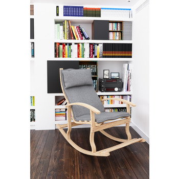 Mobildeco Padişah Ahşap Sallanan Sandalye Gri - Doğal