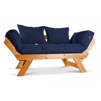 Mobildeco Kombin Wood Ahşap İki Kişilik Kanepe (doğal/Lacivert)