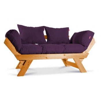 	Mobildeco Kombin Wood Ahşap İki Kişilik Kanepe (doğal/Mürdüm)