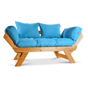 Mobildeco Kombin Wood Ahşap İki Kişilik Kanepe (doğal/Mavi)