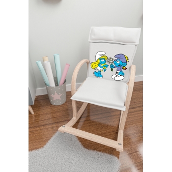 Mobildeco Şirin Ahşap Sallanan Sandalye Dinlenme Koltuğu Şirinler (Doğal)