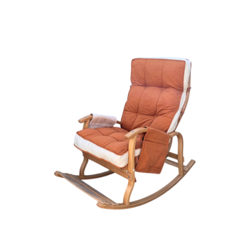 Mobildeco Sultan Lüx Ahşap Çift Minderli Çift Cepli Sallanan Sandalye KİREMİT/KREM