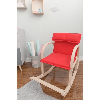 Mobildeco Şirin Ahşap Sallanan Sandalye Dinlenme Koltuğu Kırmızı (Doğal)