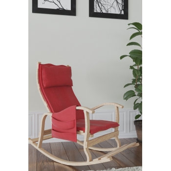 Mobildeco Sultan Ahşap Sallanan Sandalye Kırmızı (Doğal)