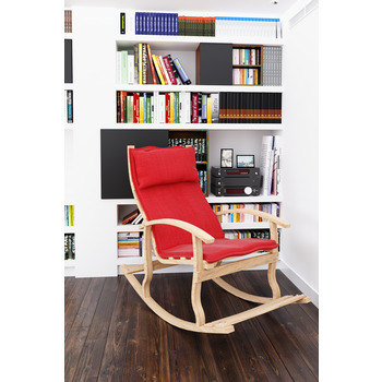 Mobildeco Padişah Ahşap Sallanan Sandalye Kırmızı - Doğal