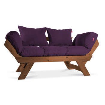 Mobildeco Kombin Wood Ahşap İki Kişilik Kanepe (Koyu Ceviz/Mürdüm)