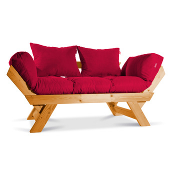  Mobildeco Kombin Wood Ahşap İki Kişilik Kanepe (doğal/Kırmızı)