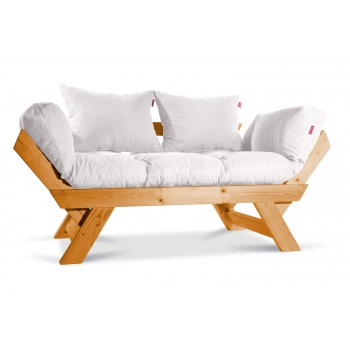 Mobildeco Kombin Wood Ahşap İki Kişilik Kanepe (doğal/Krem)